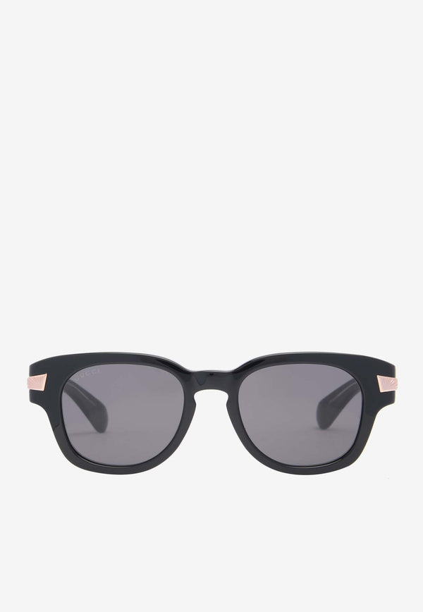 Gucci Engraved Logo Square-Shaped Sunglasses Gray GG1518SBLACK