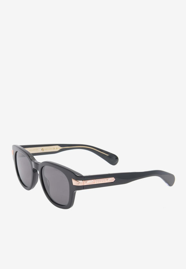 Gucci Engraved Logo Square-Shaped Sunglasses Gray GG1518SBLACK