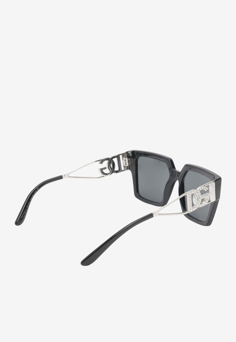 Dolce & Gabbana DG Diva Oversized Square Sunglasses Gray 0DG4446B50187BLACK