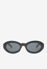 Saint Laurent Cassandre Oval-Shaped Sunglasses Gray SLM136BLACK