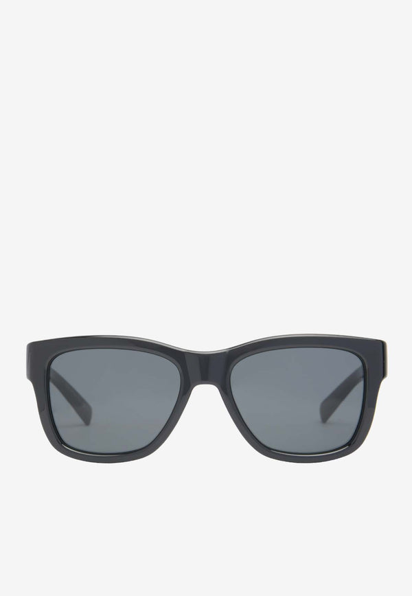 Saint Laurent Logo Print Square Sunglasses Gray SL674BLACK