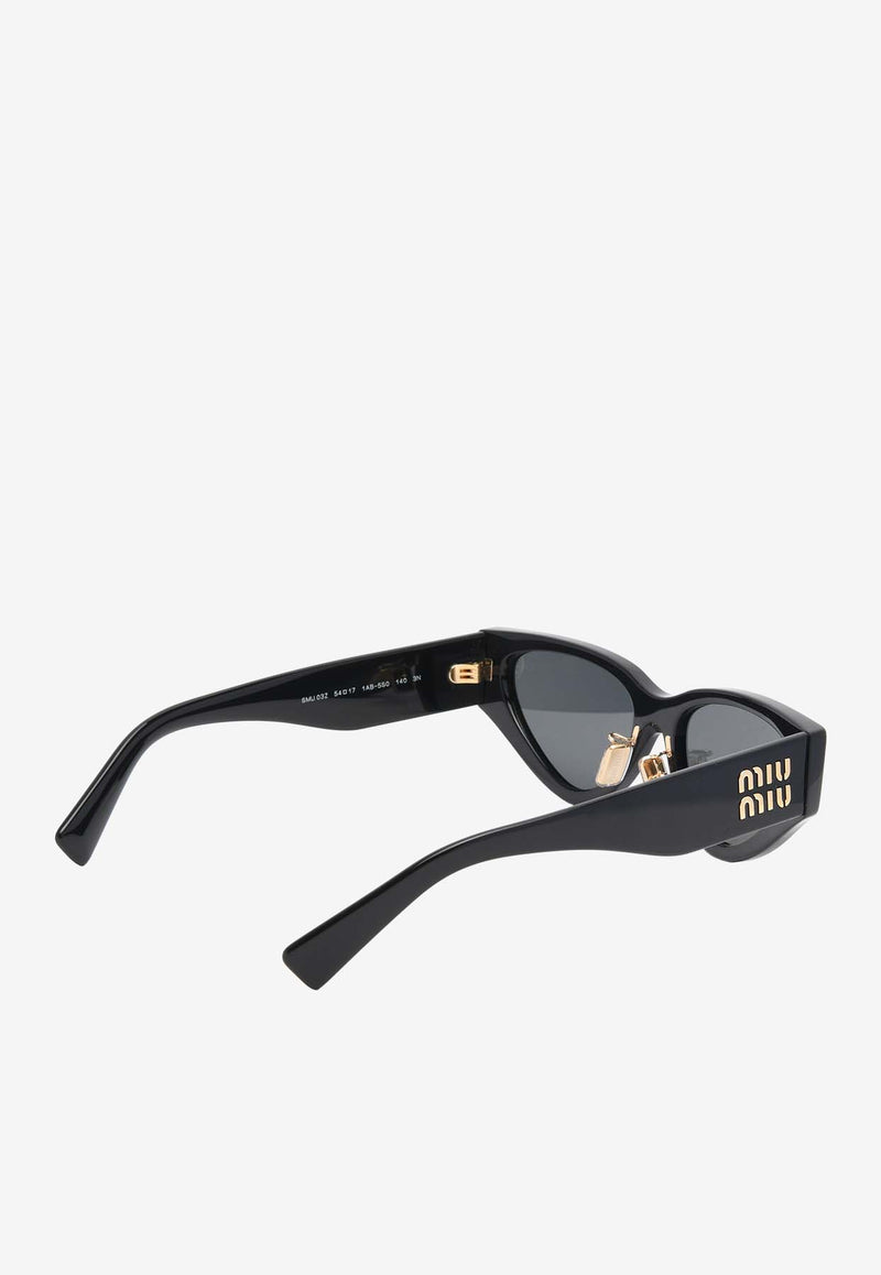 Miu Miu Logo Lettering Cat-Eye Sunglasses Gray 0MU03ZSBLACK