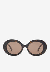 Dolce & Gabbana DG Logo Oval-Shaped Sunglasses Brown 0DG4448321773BROWN MULTI
