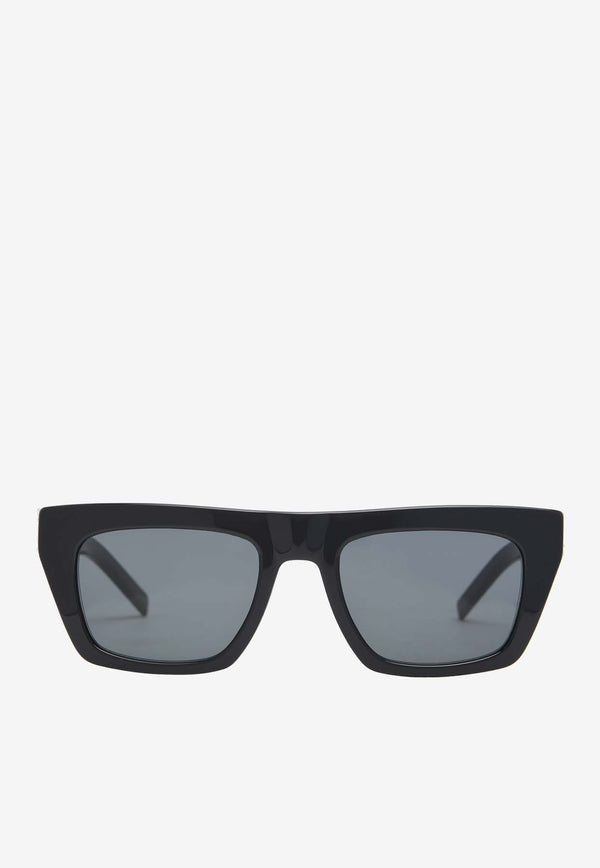Saint Laurent Cassandre Flat-Top Square Sunglasses Gray SLM131BLACK