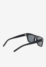 Saint Laurent Cassandre Flat-Top Square Sunglasses Gray SLM131BLACK