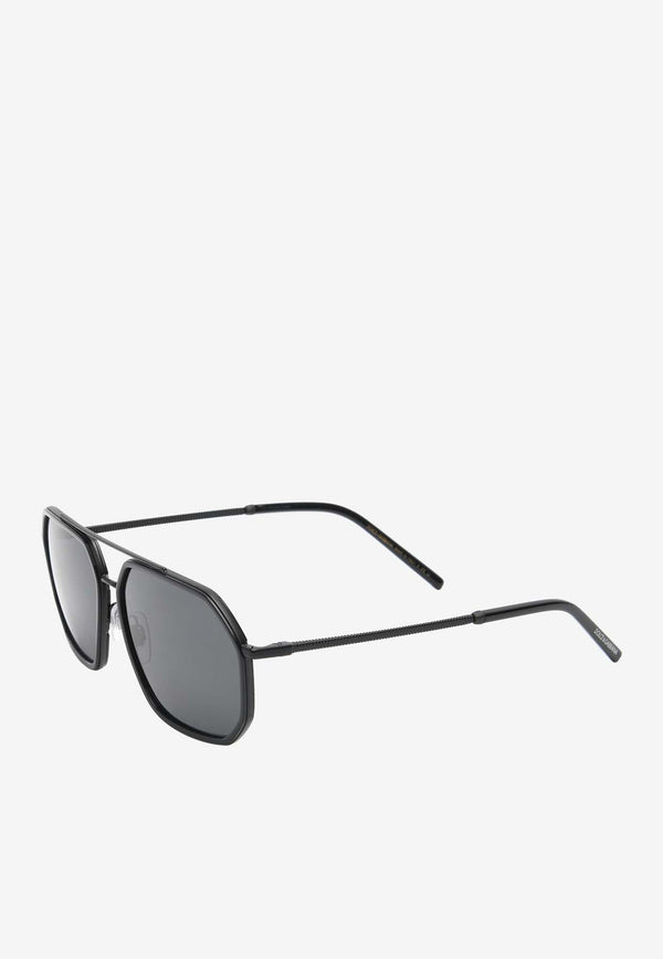 Dolce & Gabbana Double-Bridge Aviator Sunglasses Gray DG2285C110687BLACK