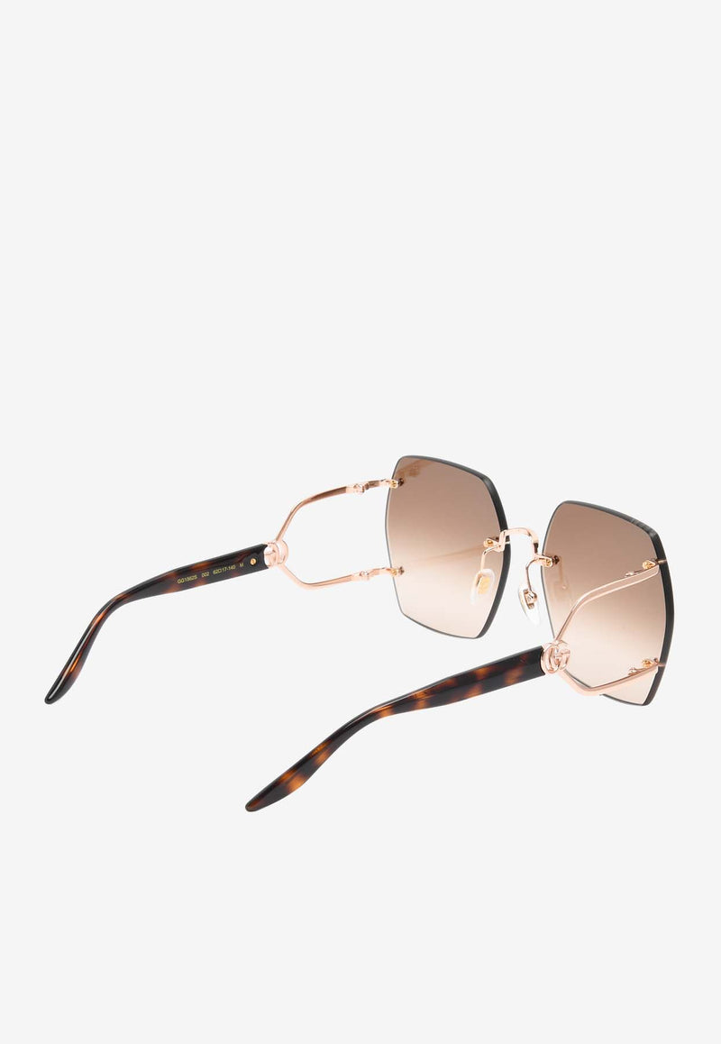 Gucci Double GG Geometric Rimless Sunglasses Brown GG1562SBROWN