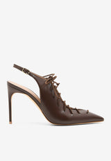 Malone Souliers Alia 90 Nappa Leather Lace-Up Pumps ALIA 90-7 TOBACCO