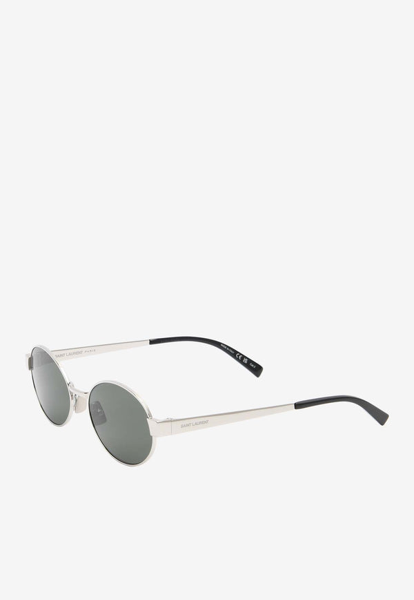 Saint Laurent Logo Engraved Oval-Shaped Sunglasses Gray SL692SILVER