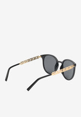 Dolce & Gabbana DG Logo Round Sunglasses Gray 0DG6189U50187BLACK