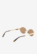 Saint Laurent Logo Engraved Oval-Shaped Sunglasses Brown SL692BROWN MULTI
