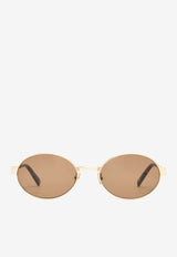 Saint Laurent Logo Engraved Oval-Shaped Sunglasses Brown SL692BROWN MULTI