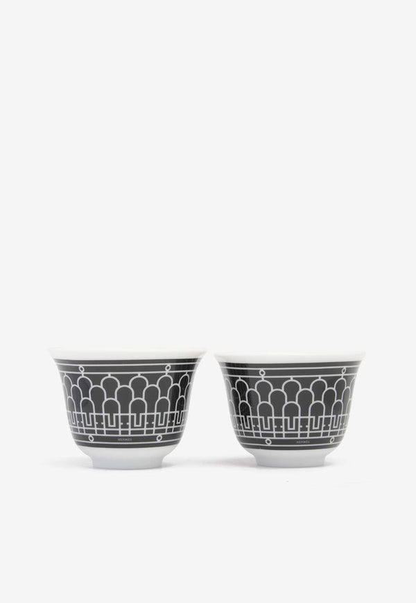 Hermès Small H Déco Porcelain Cups - Set of 2 Black HSHDPC-Black