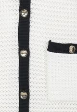 Self-Portrait Crochet Knit Midi Dress White SS24-216M-CWHITE