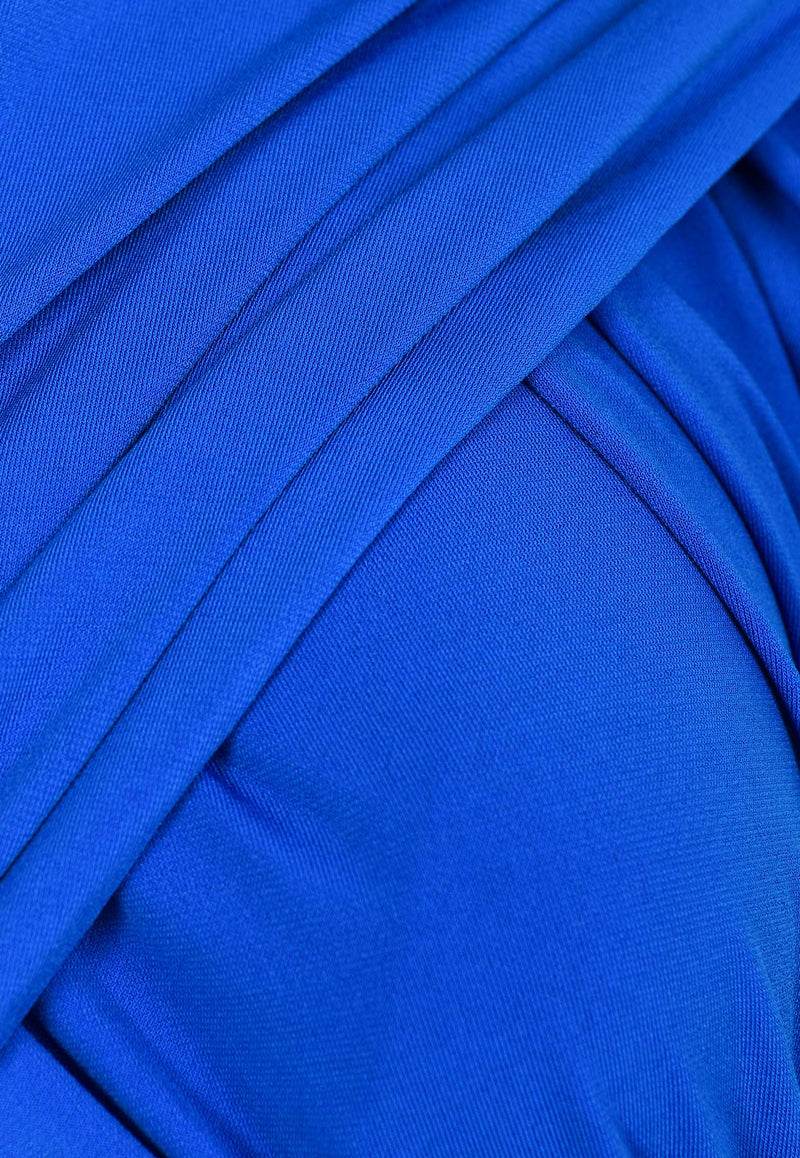 MISHA Emelline Draped Midi Dress with Cut-Out Detail Blue MJ23DR019BLUE
