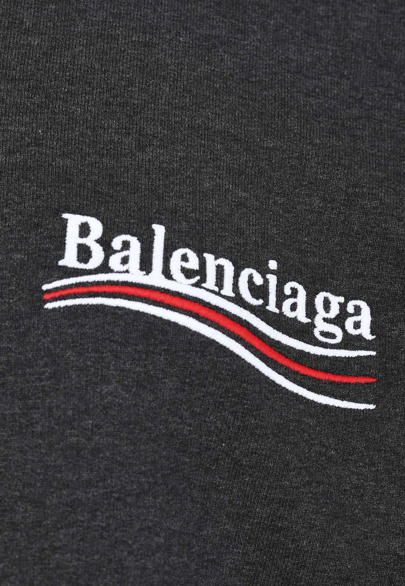 Balenciaga Political Campaign Embroidered Hoodie Gray 739024-TKVI9GREY