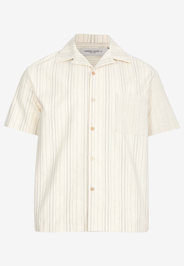 Golden Goose DB Journey Striped Bowling Shirt Off-white GMP01429.P001439.82522OFF WHITE/ECRU