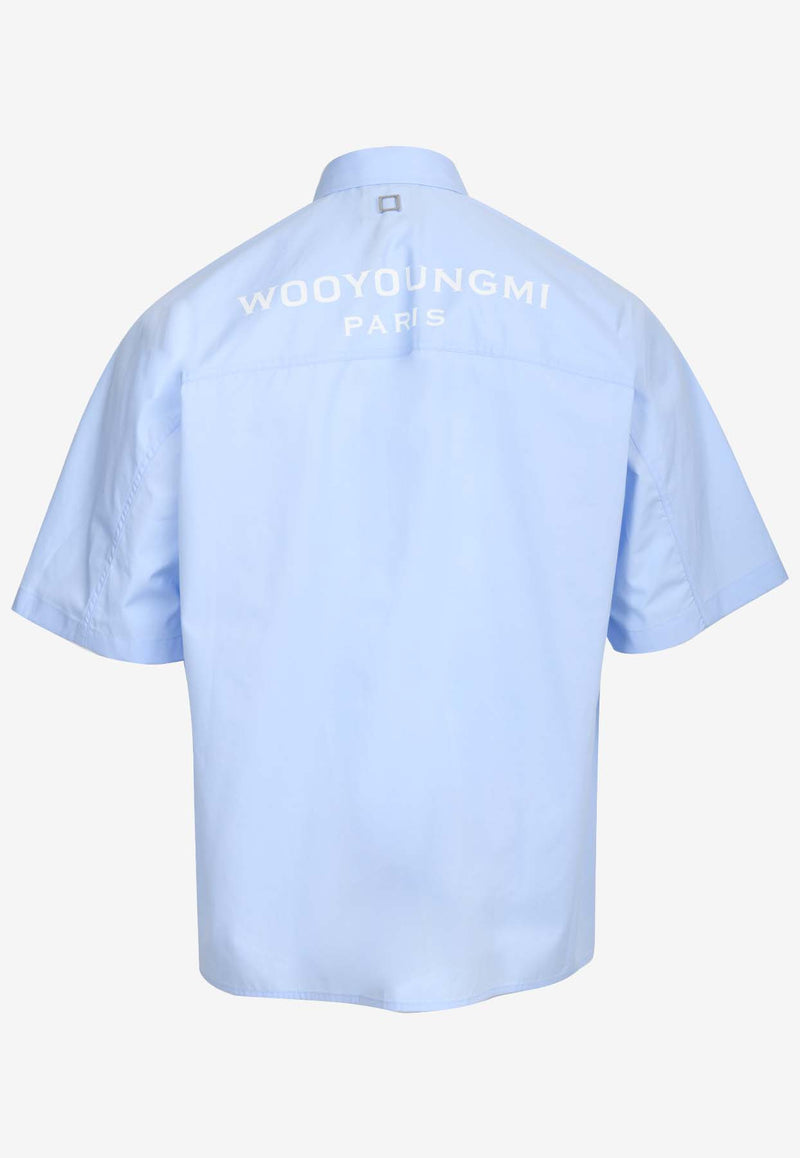 Wooyoungmi Logo Print Short-Sleeved Shirt Light Blue W241SH27BLUE