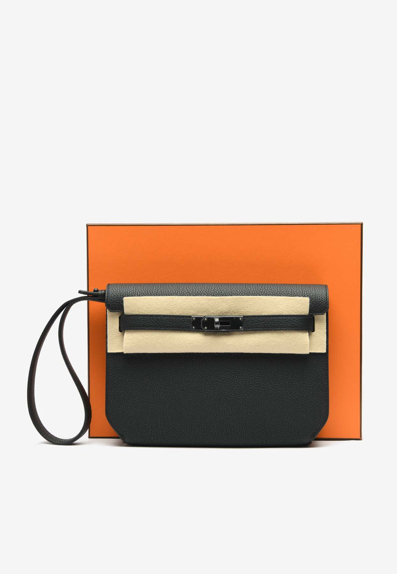 Hermès Kelly Depeches 25 Pouch in Black Togo with Monochrome Hardware