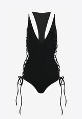 Mugler Lace-Up One-Piece Swimsuit Black 18SBS0001642 1999_IH