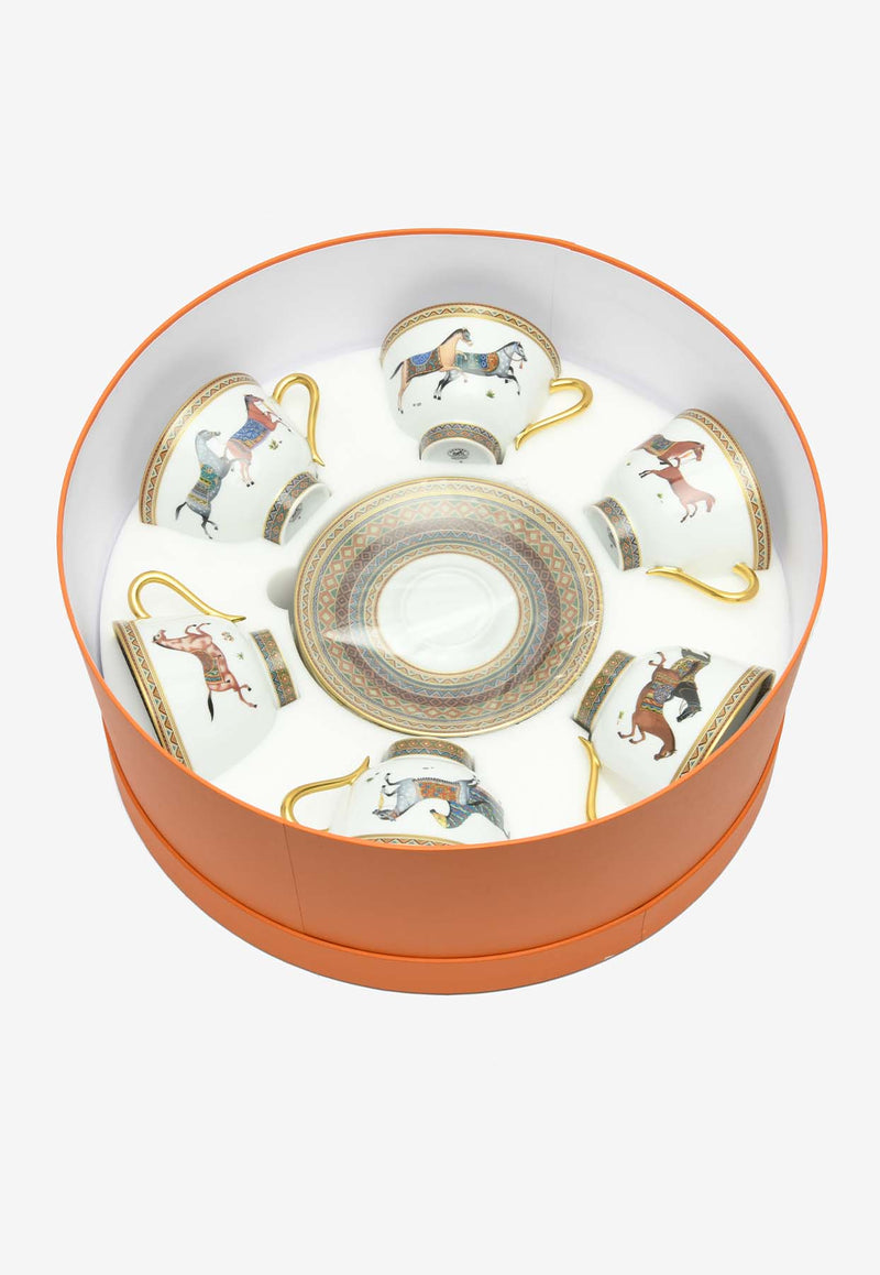 Hermès Cheval d'Orient Cups and Saucers N°1 to N°6  - Set of 6