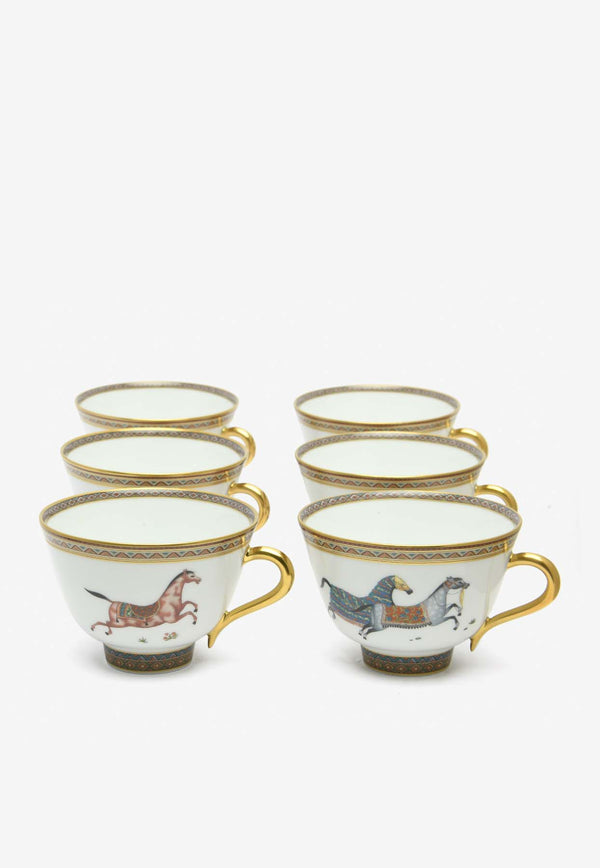 Hermès Cheval d'Orient Cups and Saucers N°1 to N°6  - Set of 6