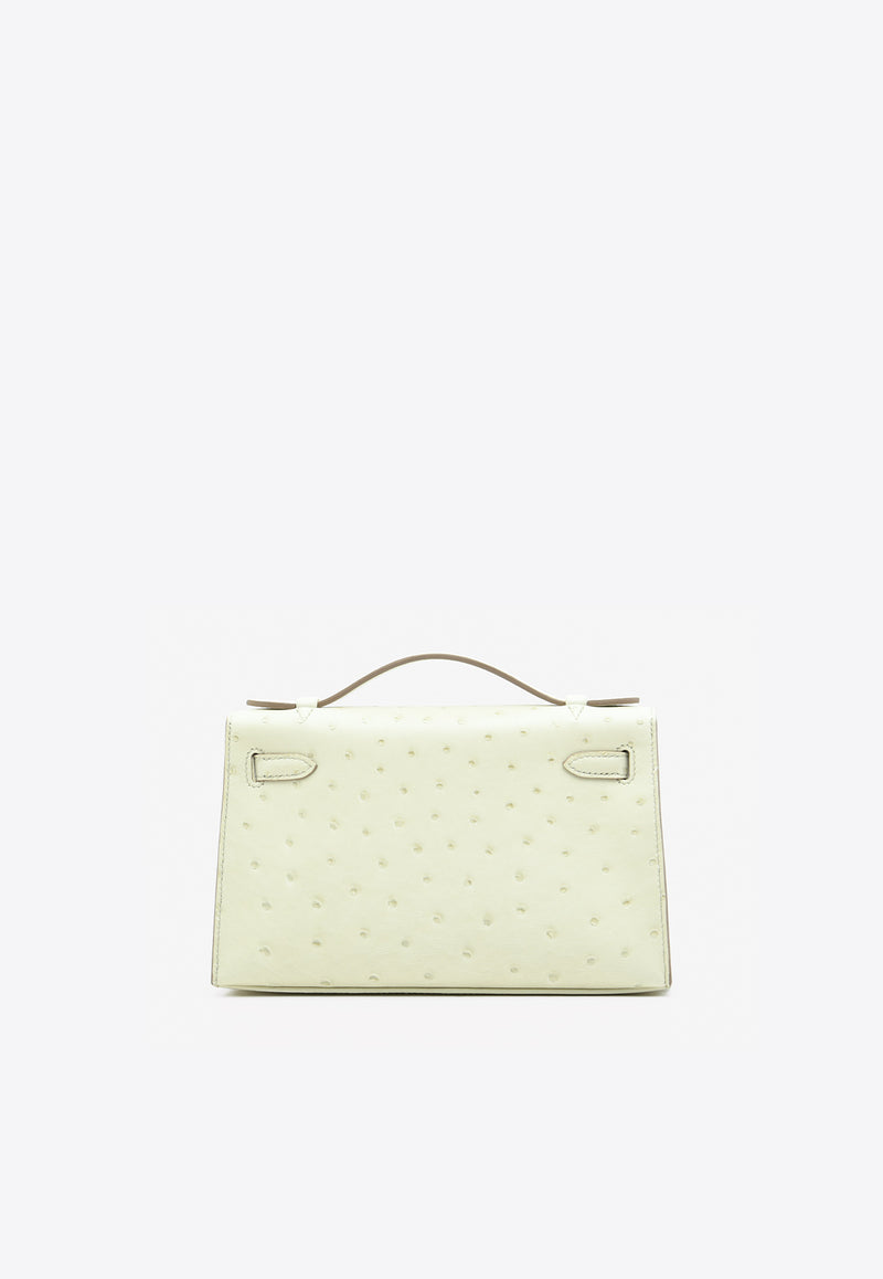 Hermès Kelly Pochette in Beton Ostrich Leather with Palladium Hardware KPBOLPHW