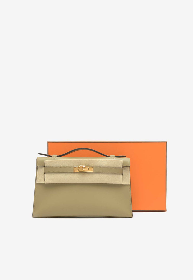 Hermès Kelly Pochette Clutch Bag in Beige de Marfa Swift with Gold Hardware