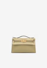 Hermès Kelly Pochette Clutch Bag in Beige de Marfa Swift with Gold Hardware