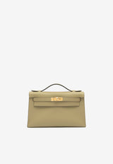 Hermès Kelly Pochette Clutch Bag in Beige de Marfa Swift with Gold Hardware