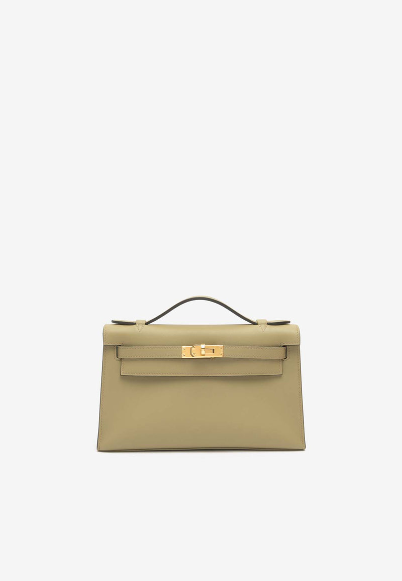 Hermès Kelly Pochette Clutch Bag in Beige de Marfa Swift with Gold Hardware