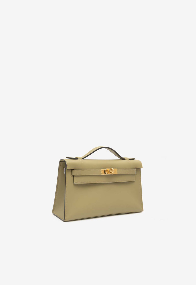 Hermès Kelly Pochette Clutch Bag in Beige de Marfa Swift with Gold Hardware