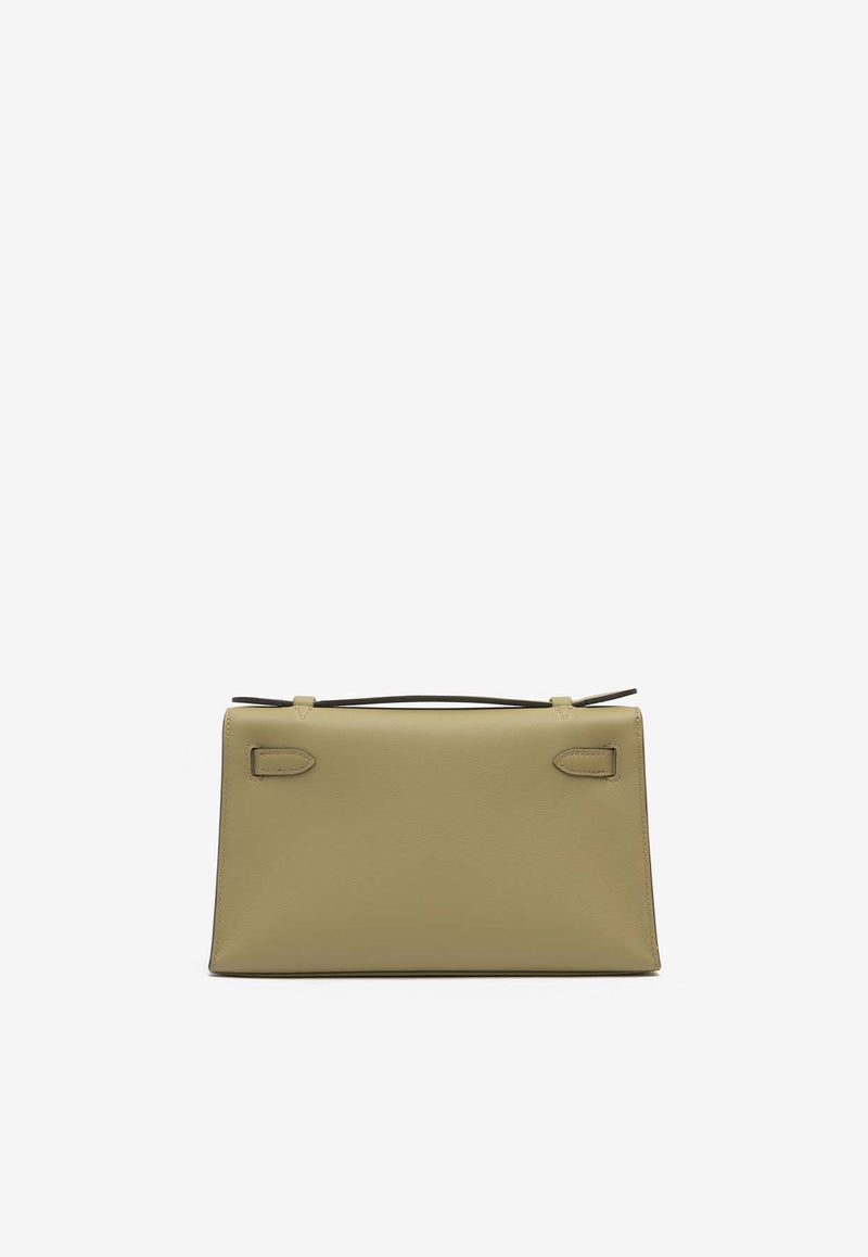 Hermès Kelly Pochette Clutch Bag in Beige de Marfa Swift with Gold Hardware