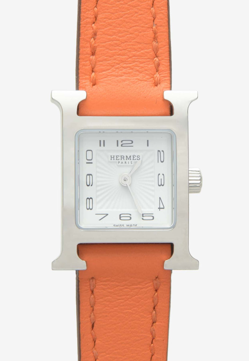 Hermès Mini Heure H 21mm Watch in Swift Single Tour Strap with Steel Case