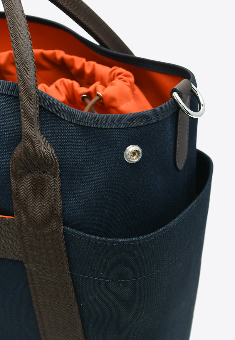 Hermès The Grooming Bag in Bleu Navy Canvas and Feu Barenia Leather TGBBNCFBL