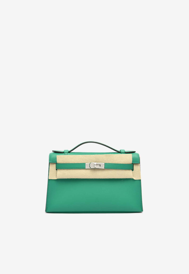 Hermès Kelly Pochette Clutch Bag in Vert Vertigo Swift with Palladium Hardware