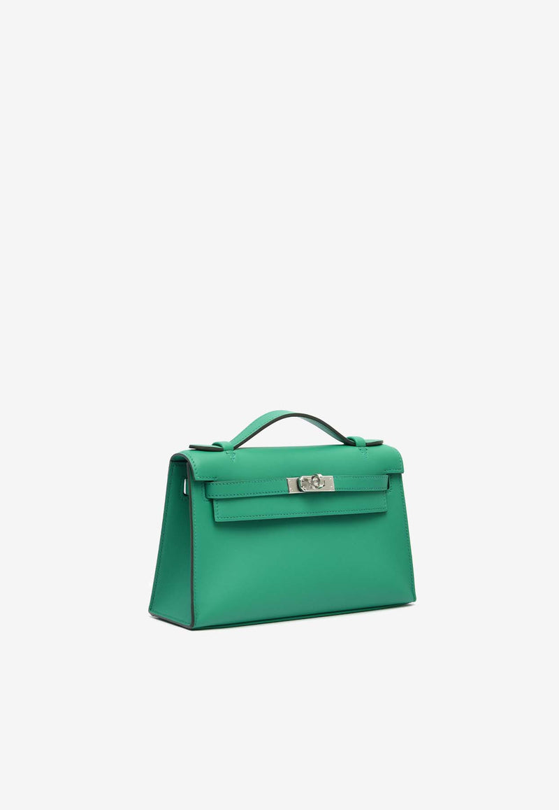 Hermès Kelly Pochette Clutch Bag in Vert Vertigo Swift with Palladium Hardware