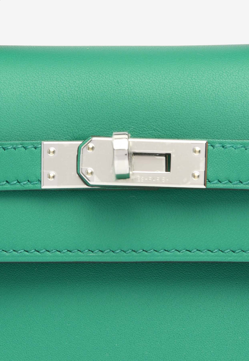 Hermès Kelly Pochette Clutch Bag in Vert Vertigo Swift with Palladium Hardware