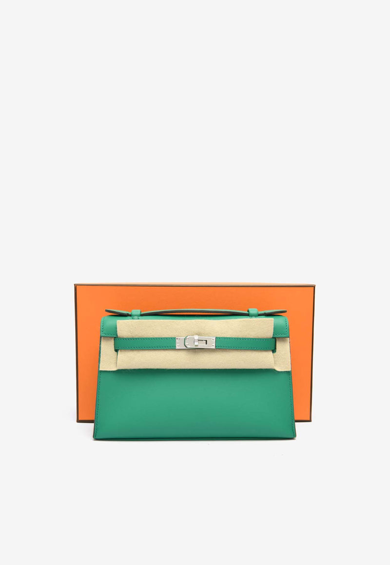 Hermès Kelly Pochette Clutch Bag in Vert Vertigo Swift with Palladium Hardware