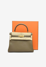 Hermès Kelly Retourne 28 in Etoupe Clemence Leather with Gold Hardware