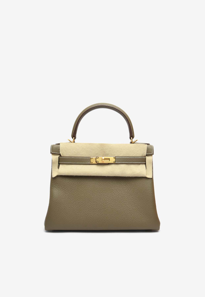 Hermès Kelly Retourne 28 in Etoupe Clemence Leather with Gold Hardware