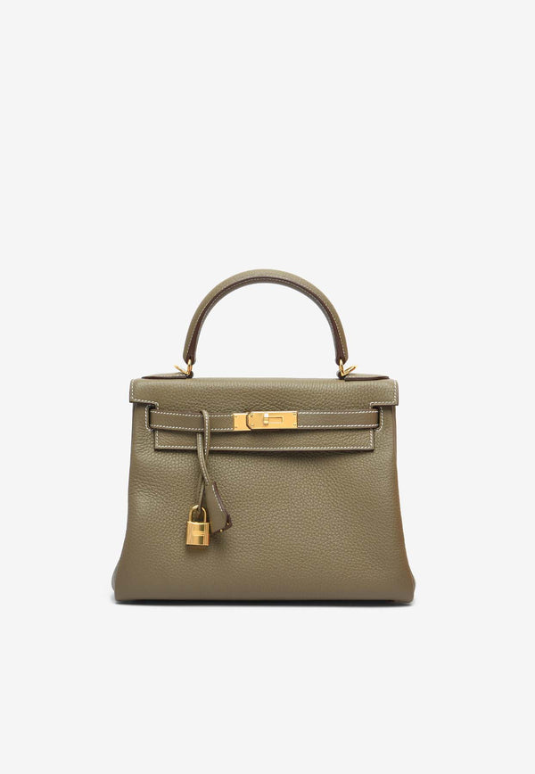 Hermès Kelly Retourne 28 in Etoupe Clemence Leather with Gold Hardware