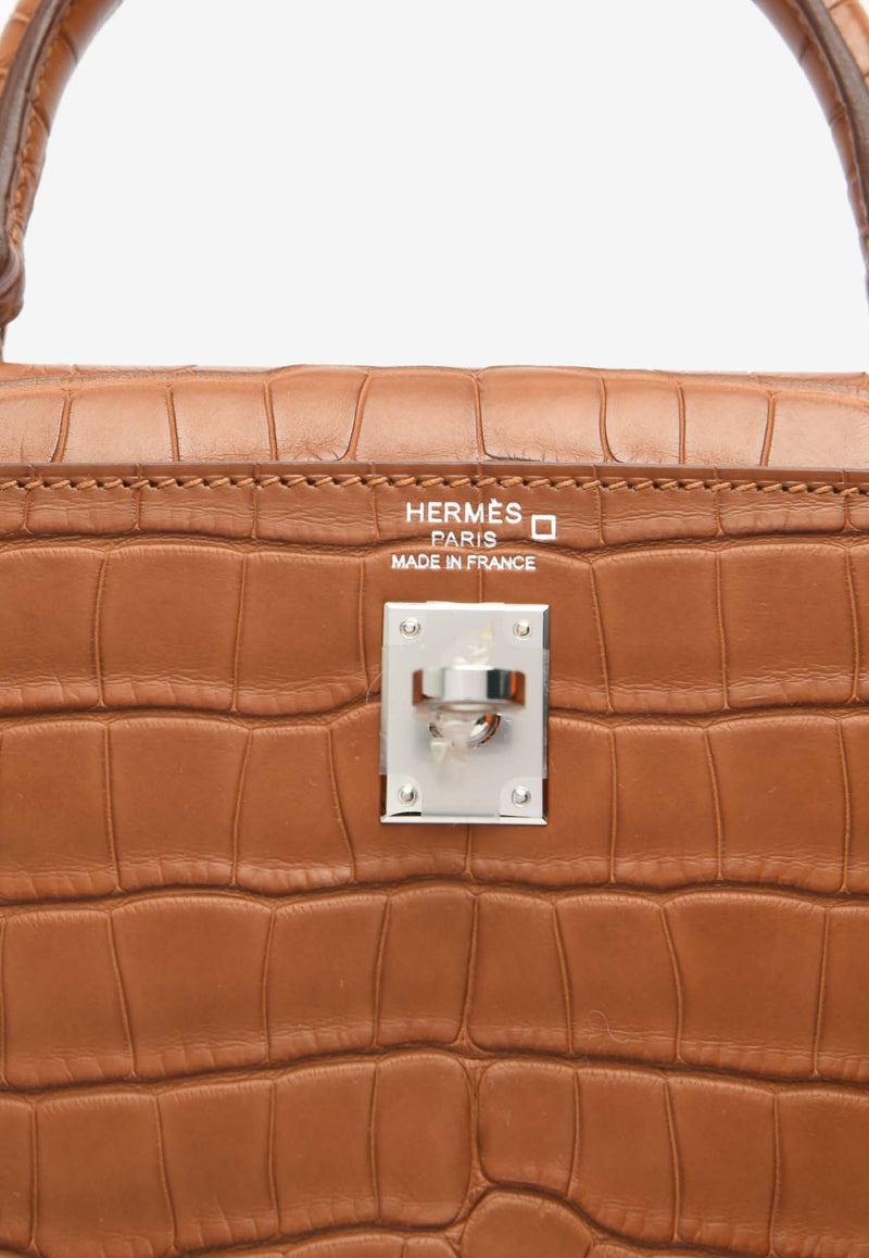 Hermès Kelly Retourne 28 in Gold Matte Alligator Leather with Palladium Hardware