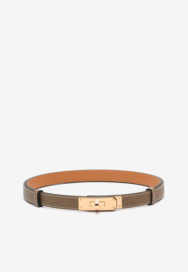 Hermès Kelly 18 Belt in Etoupe Epsom Leather with Rose Gold Buckle