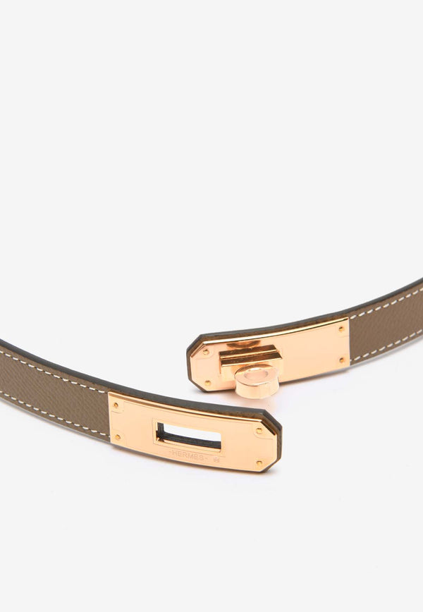 Hermès Kelly 18 Belt in Etoupe Epsom Leather with Rose Gold Buckle