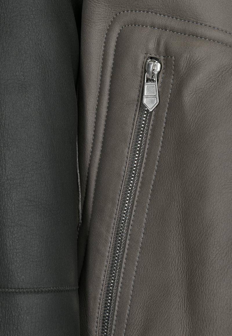 Hermès Reversible Leather and Teddy Jacket Tourbe