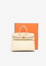 Birkin 25 Sellier HSS in Craie and Mauve Sylvestre Epsom Leather with Gold Hardware