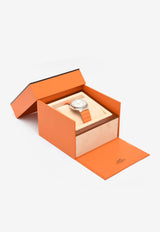 Hermès Large Hermès Cut 36mm Watch in Orange Rubber Strap