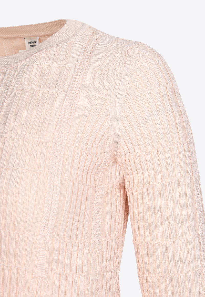 Hermès Coaching Long-Sleeved Sweater Rose Saline