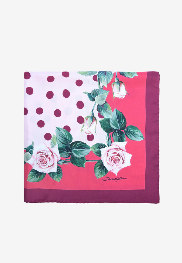 Dolce & Gabbana Floral Print Silk Scarf White FN092R GDS16 HF96C